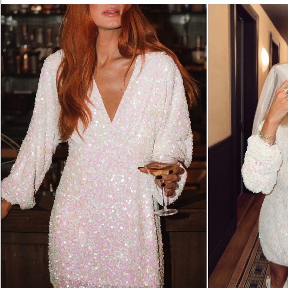 Show Me Your Mumu White Sequin Dress